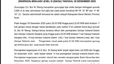 Gunung Burni Telong Naik Status Siaga, Warga Diminta Waspada